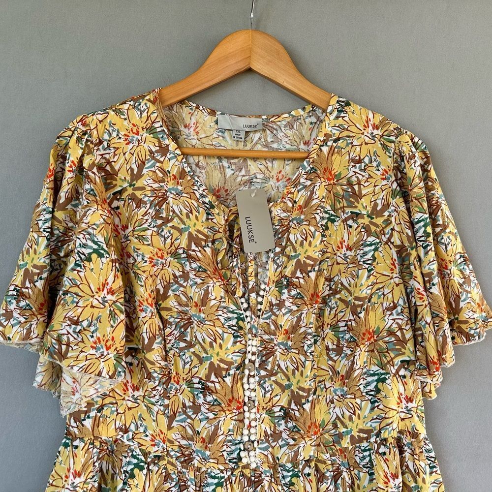 🎉5 for $45🎉 NWT Luukse Top Blouse Shirt Sizd 1XL - Picture 3 of 10